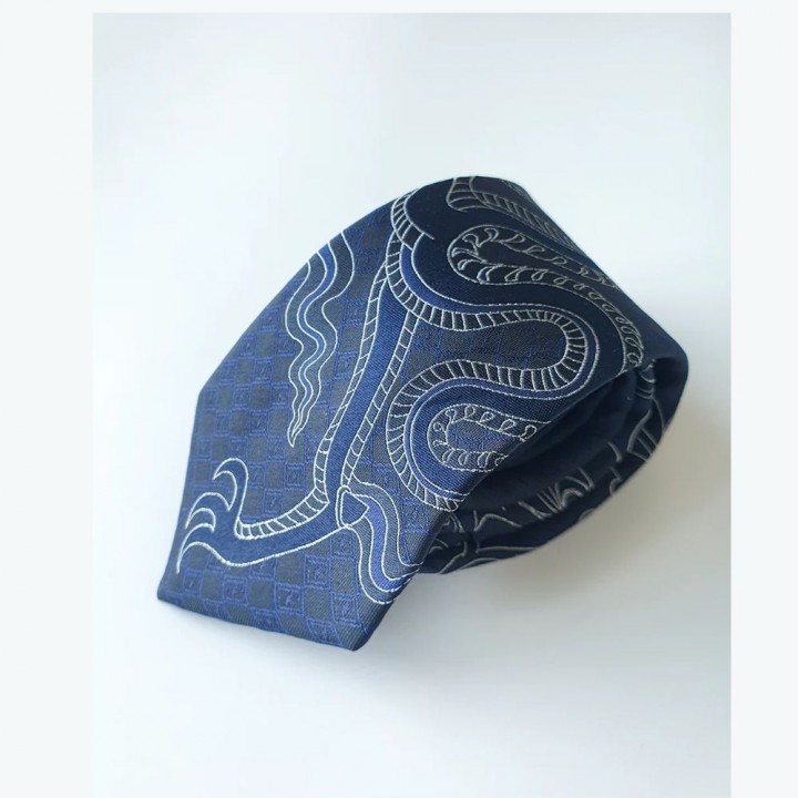Tie with Black Dragon Pattern - 146*7 cm